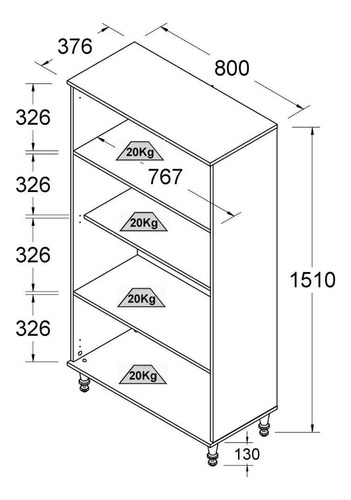 Ditália E-957 estante para livros 2 portas vidro Branco