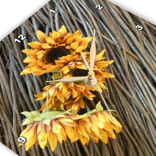 3drose Dpp__1 Girasol Twigs Wall Clock, 10 Por 10 Pulgadas