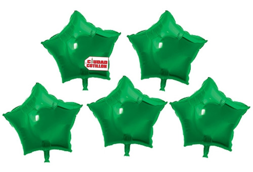 Globo Estrellas Metalizada Verde 12 Cm X 5 - Ciudad Cotillón