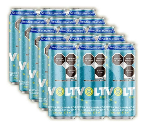 Bebida Energizante Cafeína Volt Moras 15 Pzas De 473 Ml C/u