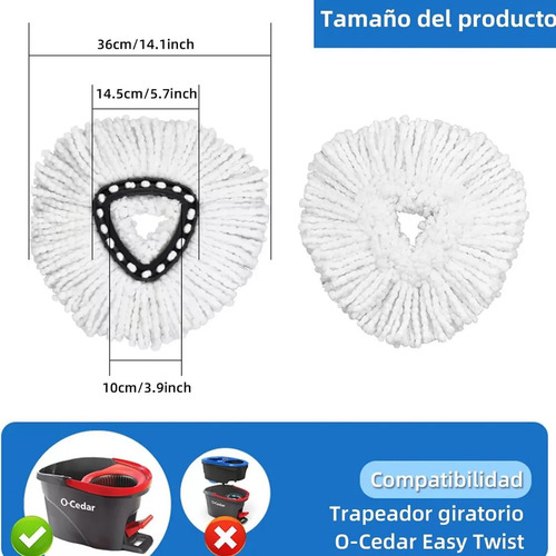 Repuesto De Trapeador Para Easy Wring Microfibra Rojo 4pzs