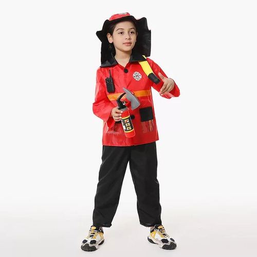 Conjunto De Traje De Fuego Para Niños Bombero De Cosplay