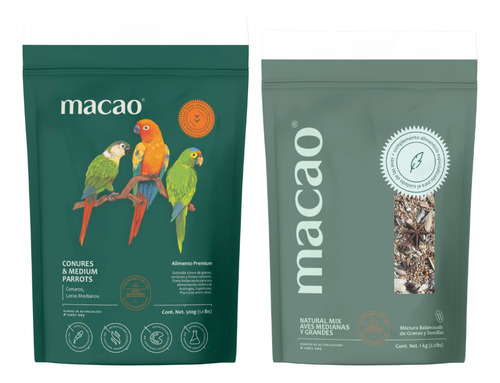 Croqueta Macao Para Conuro Perico Atolero 500g+ Mixtura 1k