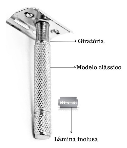 Kit 2 Barbeador Giratório Clássico Retrô De Metal+lâminas