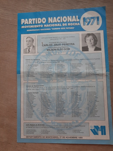 Elecciones Nacionales  1994 - Lista 1971 Partido Nacional