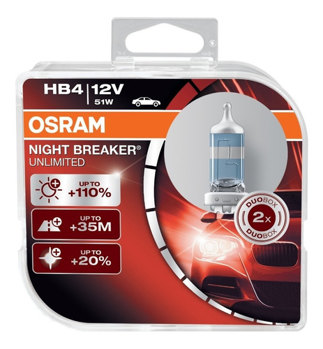 2 Lâmpada Osram Night Breaker Laser Hb4 150% Luz Super Branc