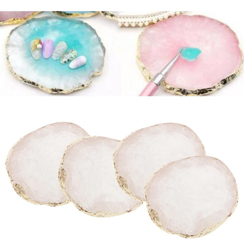 4x Faux Agate Resin Slice Drink Coaster Display Pad