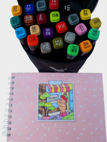 Bobbie Goods 60 Fls Capa Dura Coração +caneta Touch 24 Cores