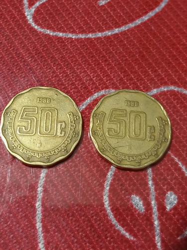 2moneda De 50 Centavos Mal Acuñadas  Fecha De 1988 Y 1888