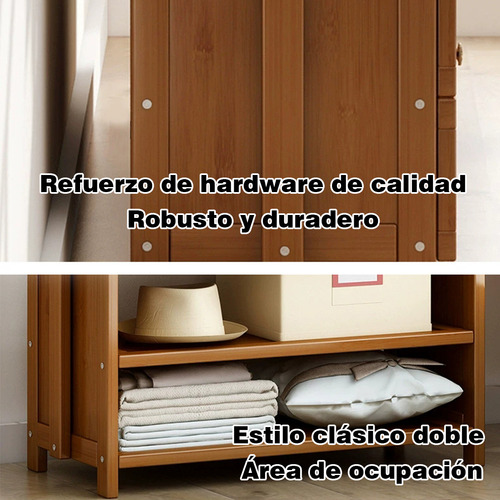 Zapatero Plegable De Bambú Con Perchero Y 3 Niveles Madera