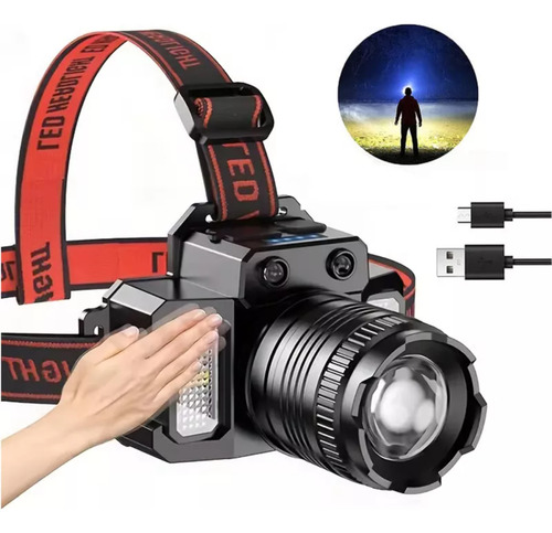 Linterna Frontal Recargable Impermeable Pro Con Zoom