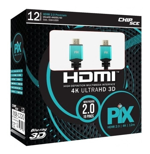 Cabo Hdmi 12 Mts Filtro 2.0 4k 19 Pinos 018-1220