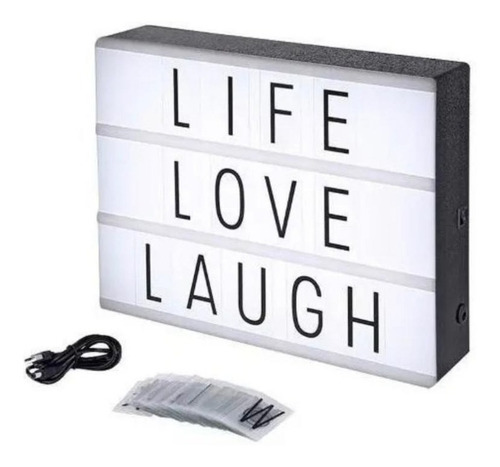 Lámpara LED Cinema Light Box A4 con 96 letras y números, iconos de color blanco con borde negro, 110 V/220 V