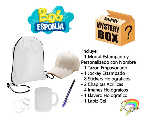 Bob Esponja Mystery Box Tazon Lapiz Jockey Chapita Llavero