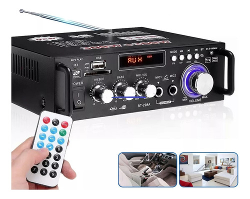 Amplificador De Audio Bluetooth Carro/hogar 2 Canales 600w