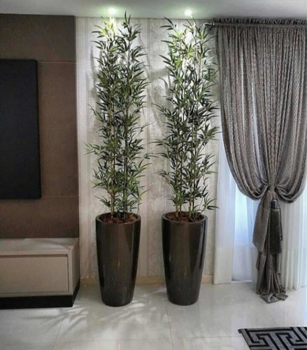 Imagem 4 de 5 de Planta Artificial Árvore Bambu Japonês 4 Hastes 2.00 Metros