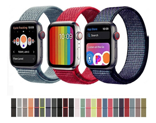 Correa Extensible Para Iwatch 44 42 40 38 Mm Nylon Velcro 