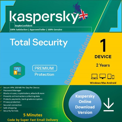 Kaspersky Total Security 2023-1 Dispositivos 2 Años.