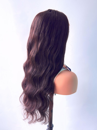 Peruca Front Lace Hd 100% Cabelo Humano Virgem Castanho Escuro Divisão Livre No Topo 4x4 Em Lace Hd 65cm 270g Touca Com Ajustes Na Nuca