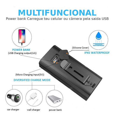 Imagem 3 de 7 de Farol De Bike Bat Embutida 1100 Lm 5200 Mah Power Bank Kx3