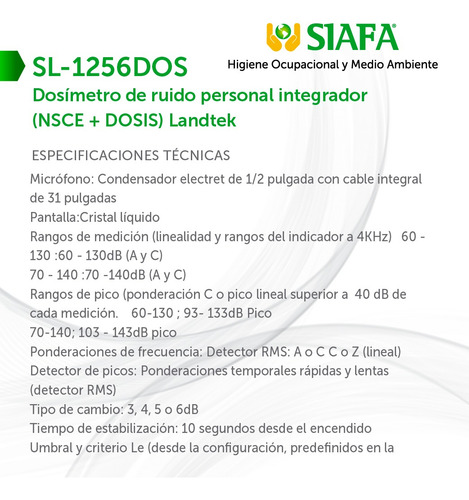 Dosímetro De Ruido Integrador Landtek S L 1256 C/cert.cal