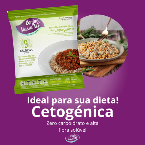 Konjac Tipo Macarrão Espaguete 1kg Saudável Zero Gordura