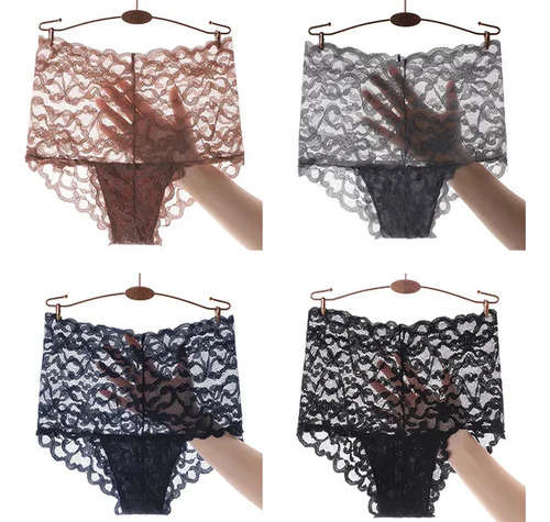 4 Calzoncillos Bóxer De Encaje Elástico Sexy Bragas En