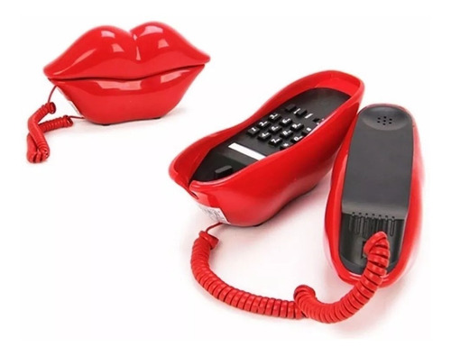 teléfono con Cable para la decoración del Hotel de Oficina en casa teléfono en Forma de lengüeta Grande Teléfono Fijo de línea Fija Labios Rojos 
