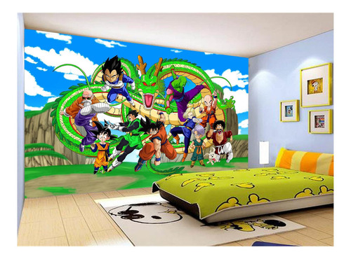 Papel De Parede Dragon Ball Goku Vegeta Anime 3,5m² Dbz442