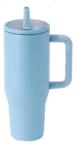 Termo 1200ml Doble Pared Térmico Acero Inoxidable Con Popote Azul Claro