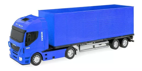 Brinquedo Caminhão Baú Hi Way Iveco Azul