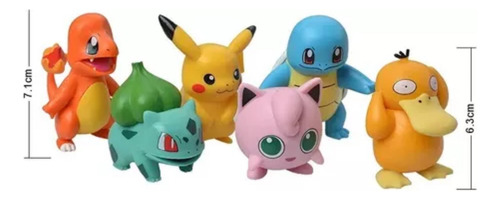 Kit 6 Bonecos Pokémon Pikachu Squirtle Bulbasau Charmander