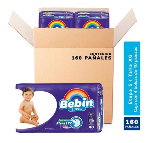 Bebin Super Flexisec | Pañal Bebé - Xg Etapa 5 - 160 Piezas