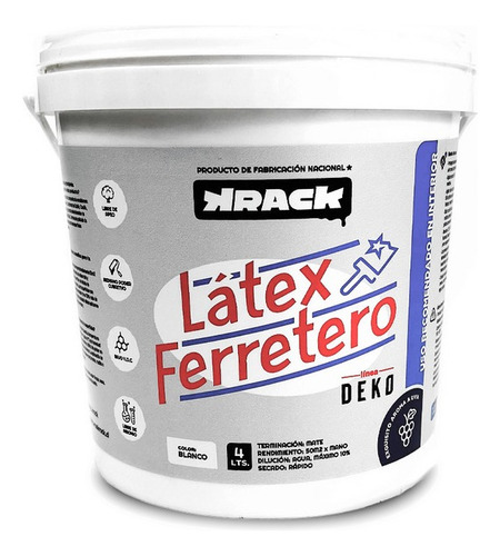 Latex Ferretero Blanco Krack 4 Litros