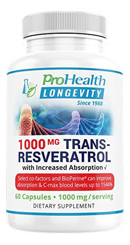 Prohealth 1.000 Mg Trans-resveratrol. 99,5% Puro, 15 Veces M