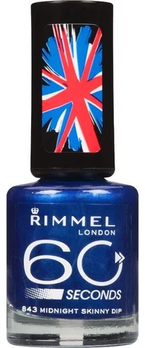 Esmalte Rimmel London 60 Seconds 843 Midnight Skinny Dip Color Azul