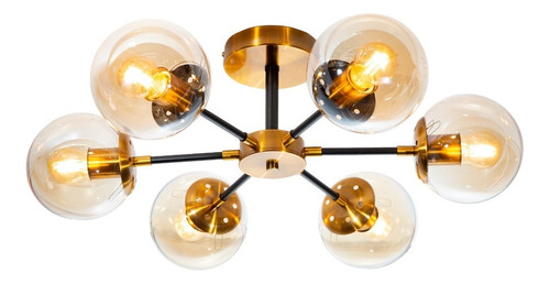 Lámpara De Techo Opulent Niquel Satinado E27 40w 6 Luces Lumimexico 23205-3
