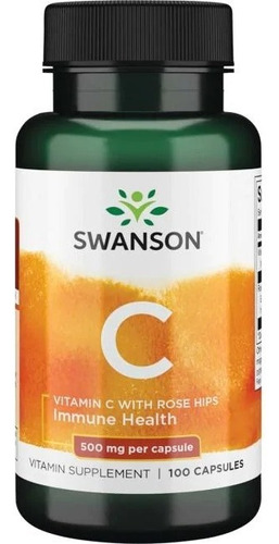 Vitamina C Con Rose Hips 500 Mg 100 Cáps Calidad Swanson