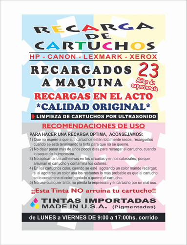 Recarga Reciclado Cartucho Cmyk Hp 711 / 712