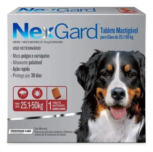 NexGard Comprimido Cães 25-50kg Antipulgas e Carrapatos