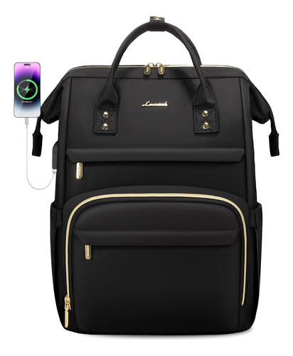 Elegante Mochila C/ Diseño De Flujo De Aire De 15.6 -negro