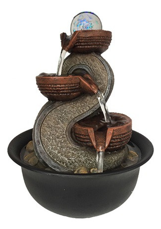 Fuente De Agua Mediana Cascadas+esfera+piedritas 25cm Tm 