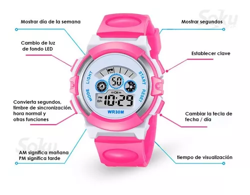 Reloj Infantil Led Niño Niña Alarma Digital Contra Agua Co0919