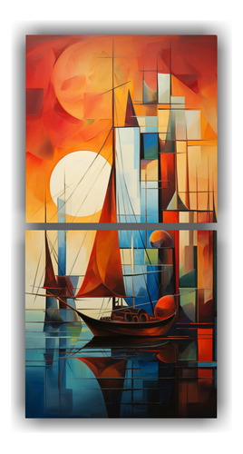 60x30cm Cuadros Abstractos Expresión Barcos Decorativos