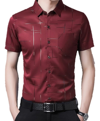 Camisa Casual De Verano Para Hombre, Manga Corta, Seda Fría