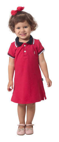 Vestido Polo Infantil Vermelho Paixão