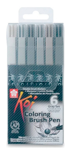 Set De Plumones Acuarelables Koi Brush Escala De Grises 