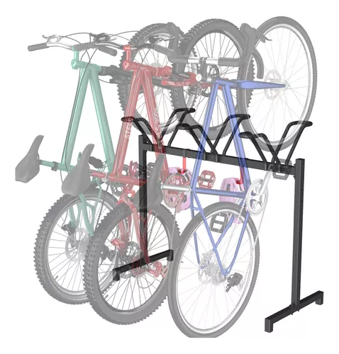 Soporte para 4 bicicletas con almacenamiento – Soporte de suelo para  bicicletas, ideal para estacionamientos en carretera, montaña, híbridas o
