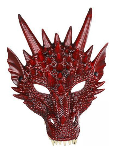 4 Máscara De Cosplay Máscara De Media Cara Dinosaurio Rojo