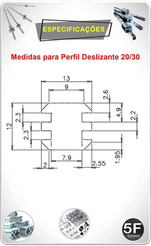 Imagem 2 de 3 de Perfil Deslizante Em Uhmw P/ Perfil Base 20 E 30